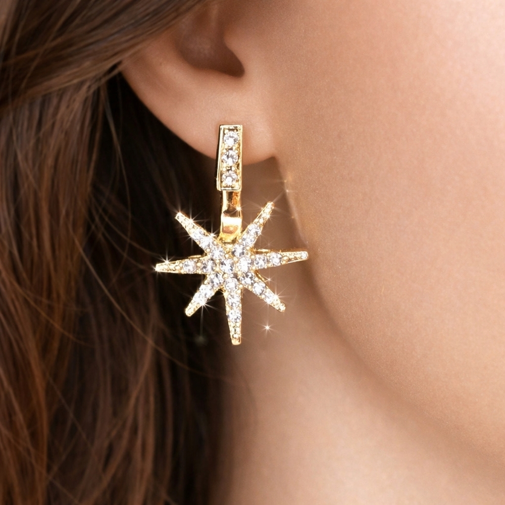 KATHERYN KENT Gold Tone - 2 in 1 Stud Earrings Sparkling Star Ear Jacket - Women